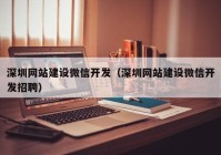 深圳网站建设微信开发（深圳网站建设微信开发招聘）